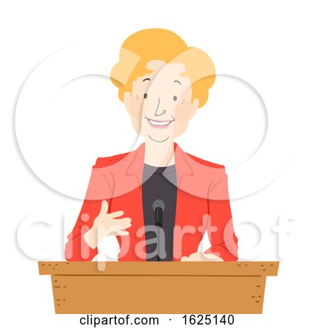 Senior Woman Podium Speech Illustration by BNP Design Studio