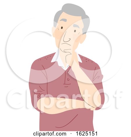 Senior Man Thinking Illustration by BNP Design Studio