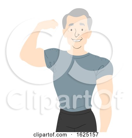 Senior Man Fit Flex Right Arm Illustration by BNP Design Studio