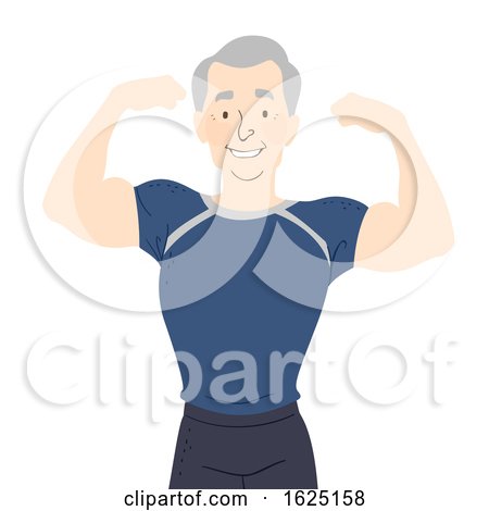 Senior Man Fit Flex Muscles Illustration by BNP Design Studio