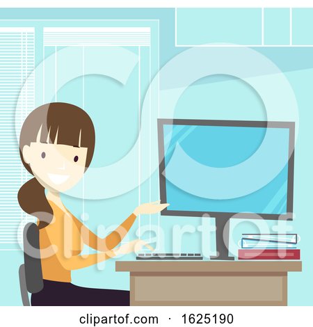 Girl Teacher Show Computer Illustration by BNP Design Studio