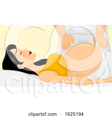 Girl Pregnant Reiki Massage Illustration by BNP Design Studio