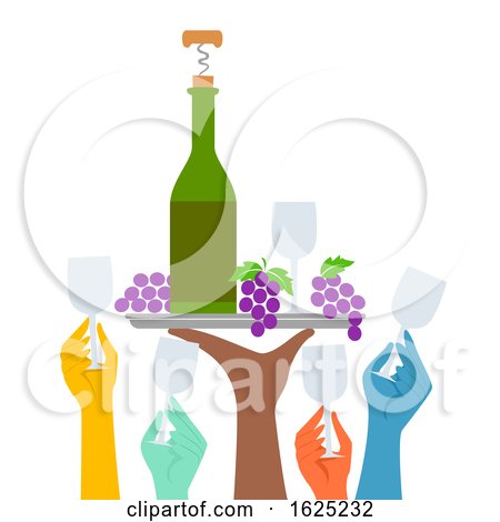 Hands Wine Tasting Bottle Glass Illustration by BNP Design Studio