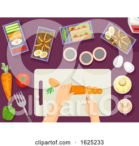 Hands Prepare Healthy Week Meals Illustration by BNP Design Studio