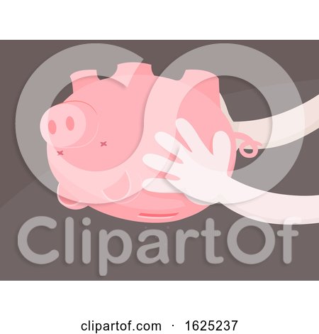 Hands Piggy Bank Upside down Empty Illustration by BNP Design Studio