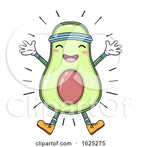 Mascot Avocado Exercise Energized Illustration by BNP Design Studio