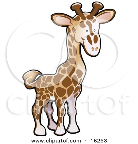 Adorable Brown and Tan Giraffe Clipart Illustration by AtStockIllustration