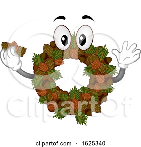 Mascot Acorn Pine Cone Fall Wreath Illustration by BNP Design Studio