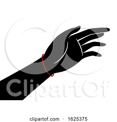 Hand Silhouette Red String Bracelet Illustration by BNP Design Studio