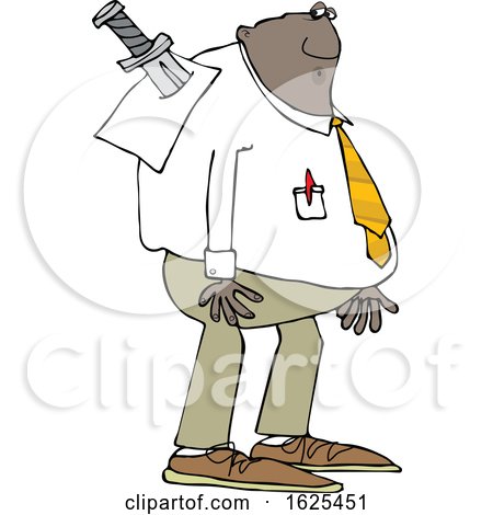 Cartoon Black Business Man Stabbed in the Back with a Sword by djart
