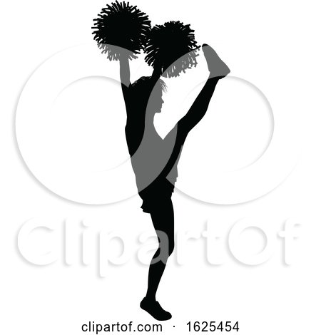 Cheerleader with Pom Poms Silhouette by AtStockIllustration