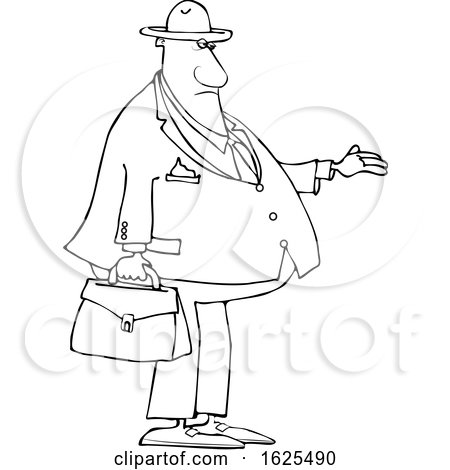 Cartoon Lineart Black Male Debt Collector Holding His Hand out by djart
