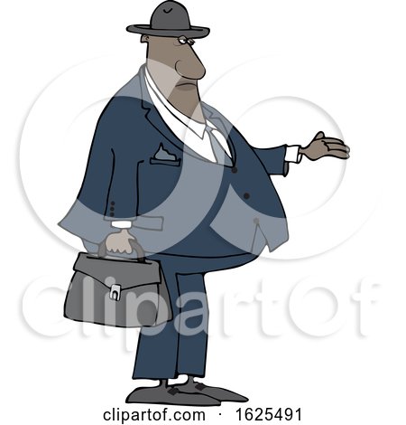 Cartoon Black Male Debt Collector Holding His Hand out by djart