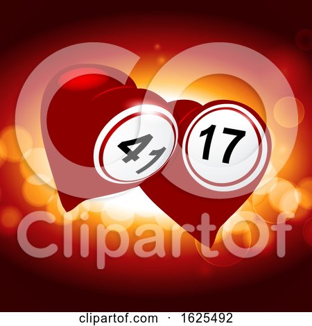 Bingo Lottery Valentine Red Hearts Background by elaineitalia