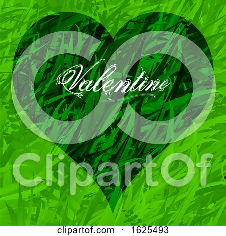 Green Grass Valentine Heart and Decorative Text by elaineitalia