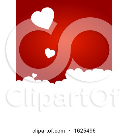 Valentine Red Background with White Hearts Copy Space by elaineitalia
