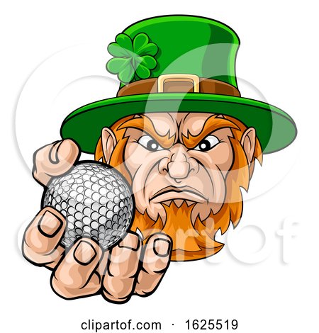 Leprechaun Holding Golf Ball Sports Mascot by AtStockIllustration