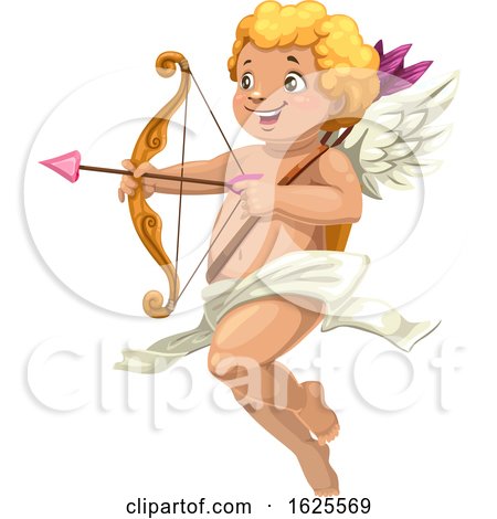 Flying Cupid Aiming an Arrow by Vector Tradition SM