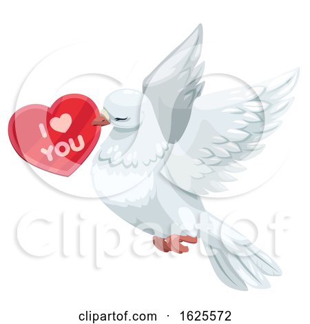Dove Flying with a Valentine Heart by Vector Tradition SM