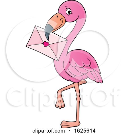 Pink Flamingo with a Valentine Envelope by visekart