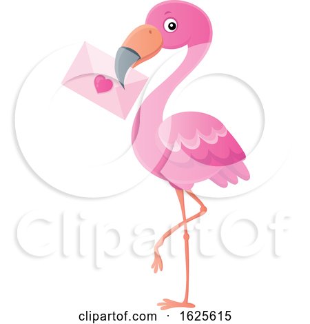 Pink Flamingo with a Valentine Envelope by visekart
