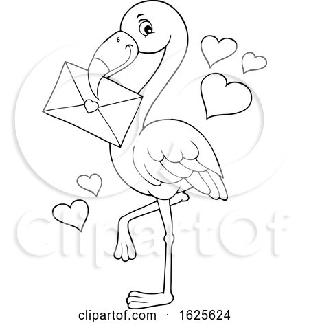 Black and White Flamingo with a Valentine Envelope by visekart