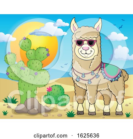 Llama Wearing Sunglasses in a Desert by visekart