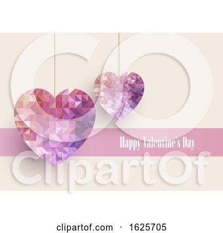 Valentine's Day Background with Low Poly Hearts by KJ Pargeter