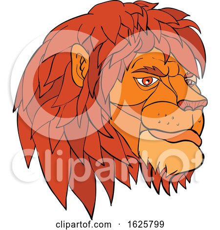 Ruminating Lion Head Cartoon Color by patrimonio