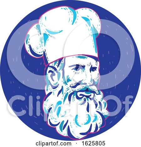 Angry Bearded Chef Circle Doodle by patrimonio