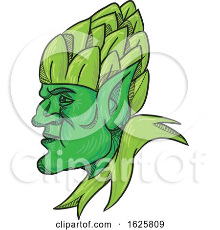 Green Elf Wearing Hops on Head Drawing by patrimonio