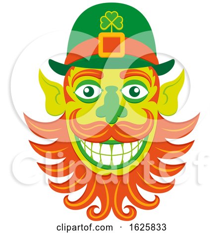 St Patricks Day Hipster Leprechaun Face with a Groomed Beard by Zooco