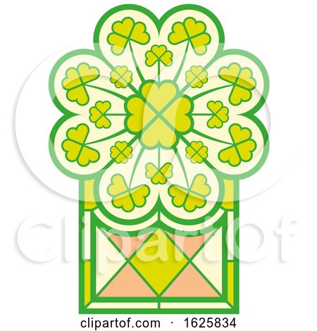 St Patricks Day Stained Glass Window with Irish Shamrocks by Zooco