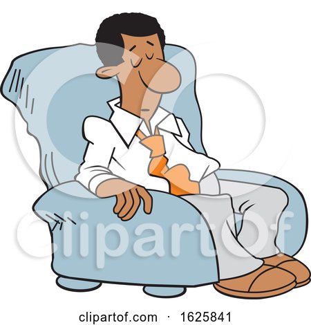 Cartoon Sleepy Black Business Man in a Chair by Johnny Sajem