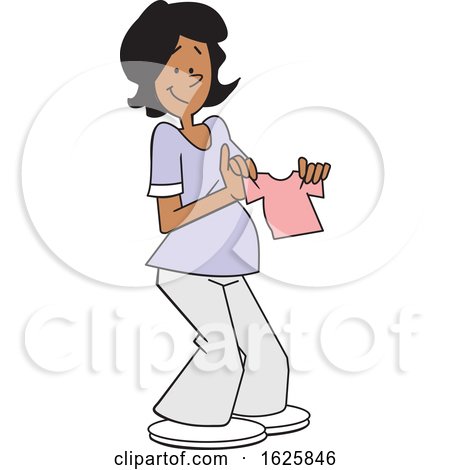 Cartoon Pregnant Black Woman Holding a Pink Baby Girl Shirt by Johnny Sajem