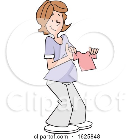 Cartoon Pregnant White Woman Holding a Pink Baby Girl Shirt by Johnny Sajem