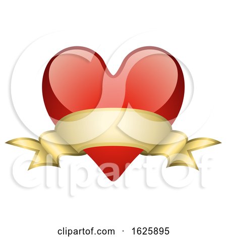 Red Valentines Day Heart with a Gold Banner by dero