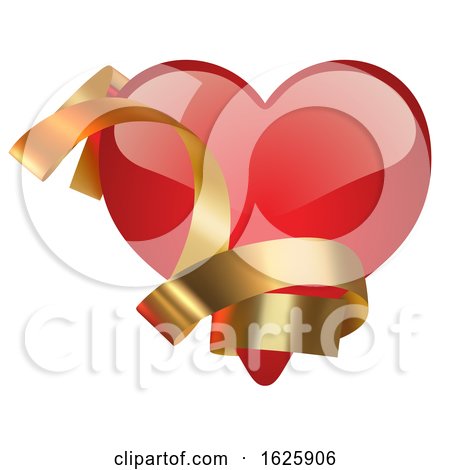Red Valentines Day Heart with Gold Ribbon by dero