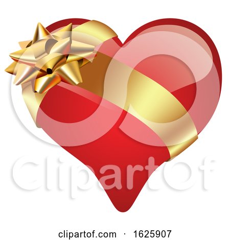 Red Valentines Day Heart with Gold Ribbon by dero
