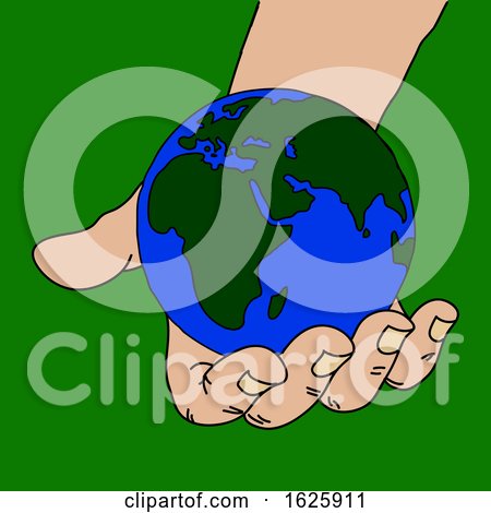 Hand Drawn Hand Holding Planet Earth by elaineitalia