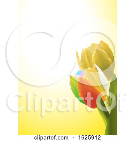 Copy Space Yellow Sheet with Tulips by elaineitalia