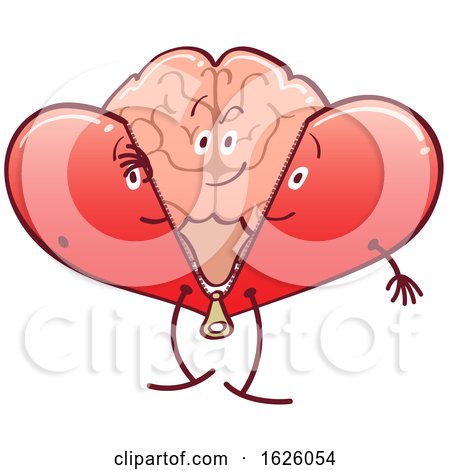 Cartoon Brain Character Shedding a Heart Costume by Zooco