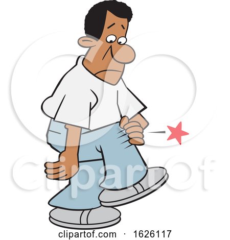 Cartoon Black Man with Knee Pain by Johnny Sajem