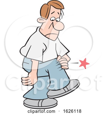 Cartoon White Man with Knee Pain by Johnny Sajem
