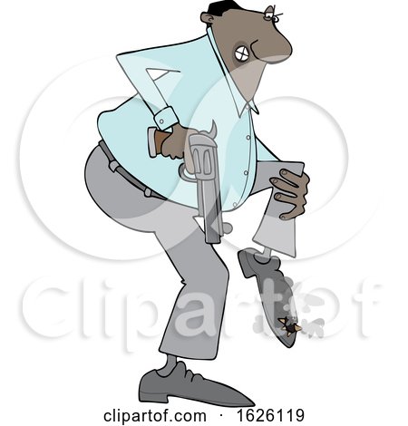 Cartoon Black Man Shooting Himself in the Foot by djart