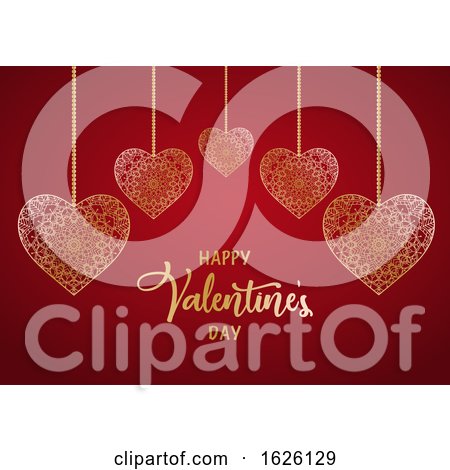 Valentine's Day Background with Decorative Hearts by KJ Pargeter