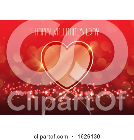 Valentine's Day Background with Gold Heart by KJ Pargeter