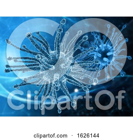 3D Medical Background with Abstract Virus Cell by KJ Pargeter