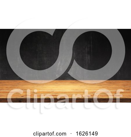 3D Wooden Table Against a Defocussed Grunge Background by KJ Pargeter