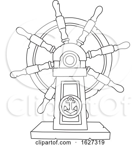 Black and White Ship Helm Steering Wheel by Alex Bannykh